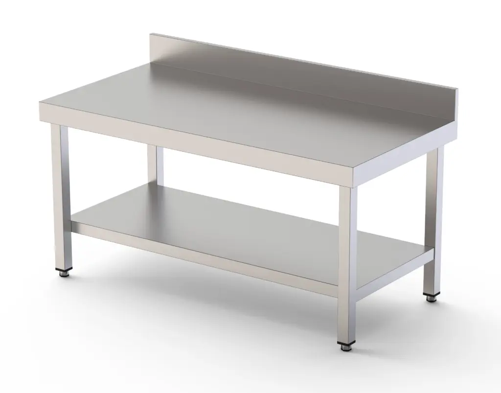 Mesa de Trabajo Acero Inoxidable Baja Mural Con 1 Estante