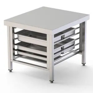 Mesa de Soporte Acero Inoxidable Para Hornos Con 12 Bandejas GN1/1 850x850x700h mm