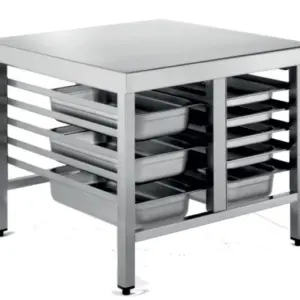 Mesa de Soporte Acero Inoxidable Para Hornos Con 6+6 Bandejas GN1/1 1100x950x700h mm
