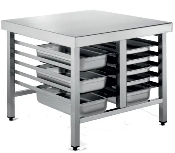 Mesa de Soporte Acero Inoxidable Para Hornos Con 6+6 Bandejas GN1/1 1100x950x700h mm