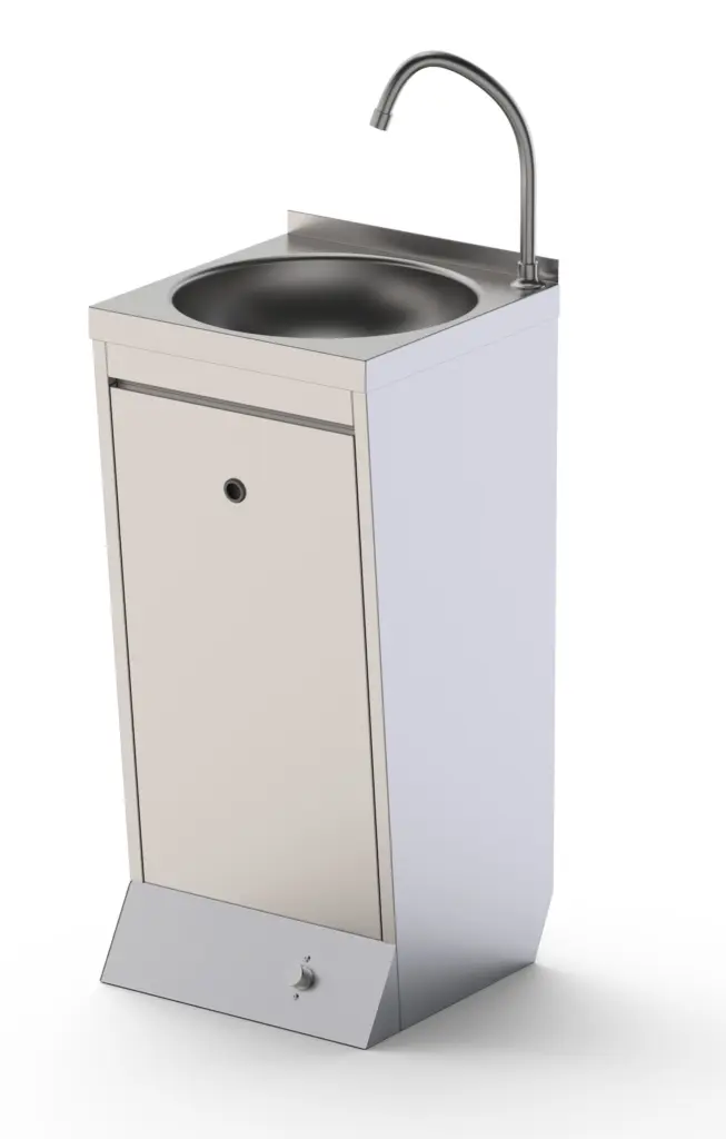 Lavamanos de Pie en Acero Inoxidable Con Pulsador 400x400x850h mm