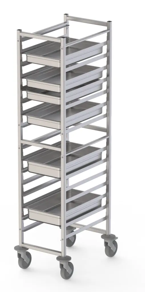 Carro Bandejero de Acero Inoxidable para 16 Bandejas GN1/1 460x640x1700h mm