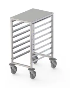 Carro Bandejero de Acero Inoxidable Para 8 Bandejas GN1/1 de 460x640x900h mm