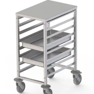 Carro Bandejero de Acero Inoxidable Para 8 Bandejas GN1/1 de 460x640x900h mm