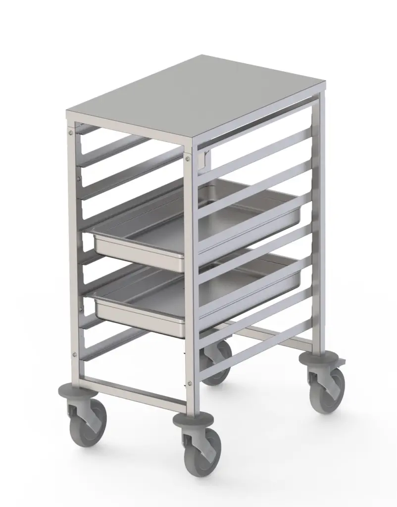 Carro Bandejero de Acero Inoxidable Para 8 Bandejas GN1/1 de 460x640x900h mm