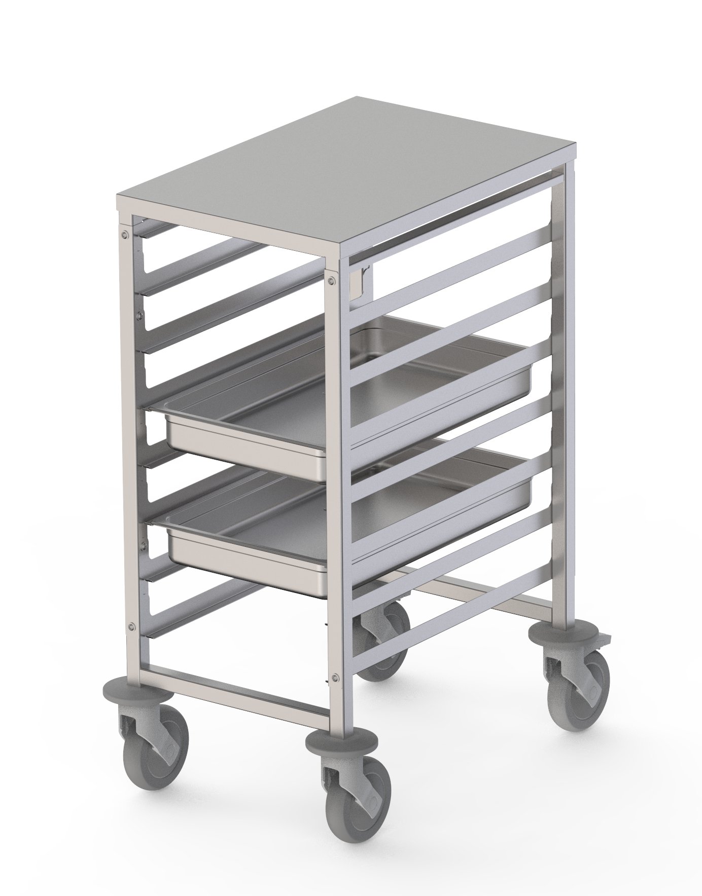 Carro Bandejero de Acero Inoxidable Para 8 Bandejas GN1/1 de 460x640x900h mm
