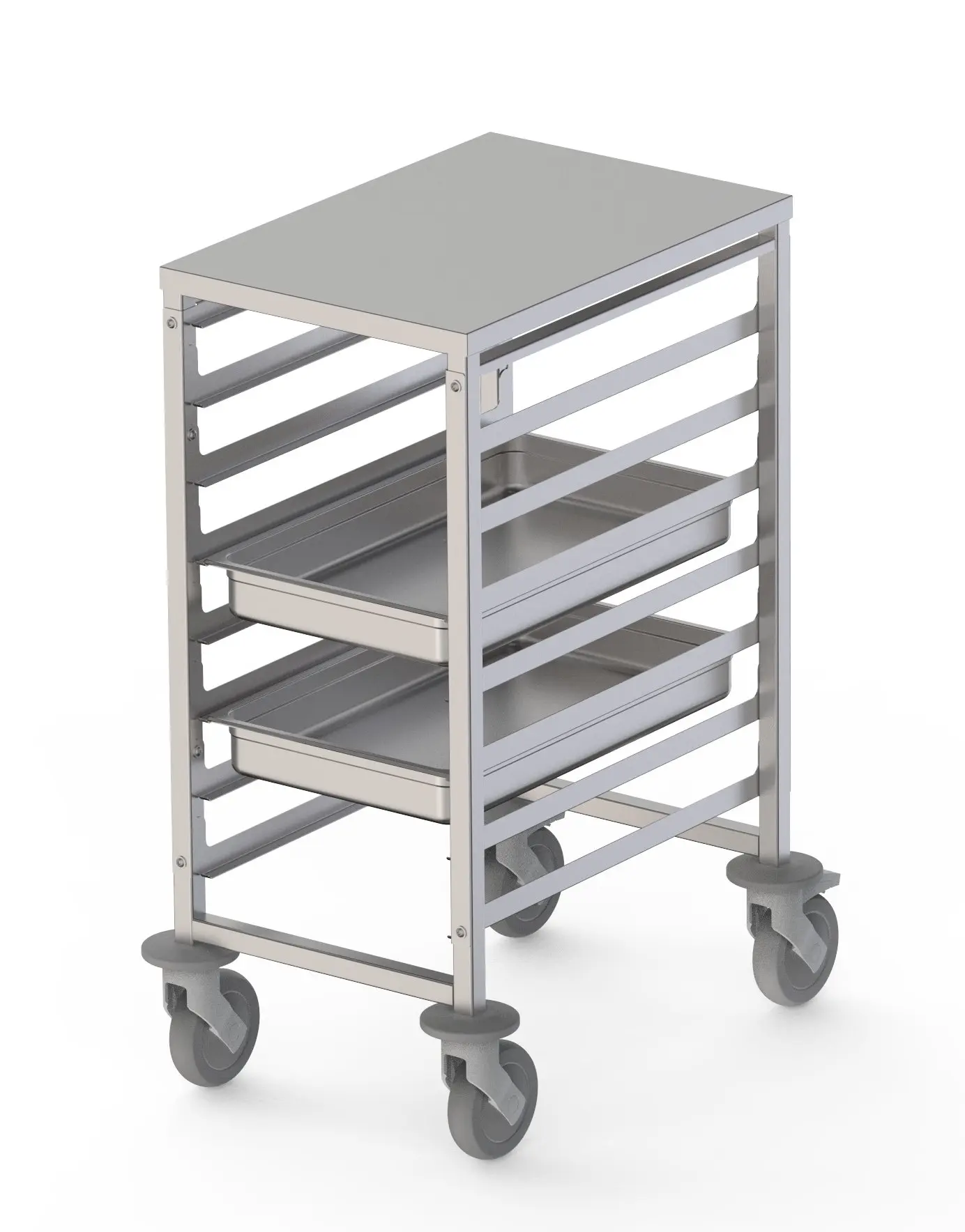 Carro Bandejero de Acero Inoxidable Para 8 Bandejas GN1/1 de 460x640x900h mm