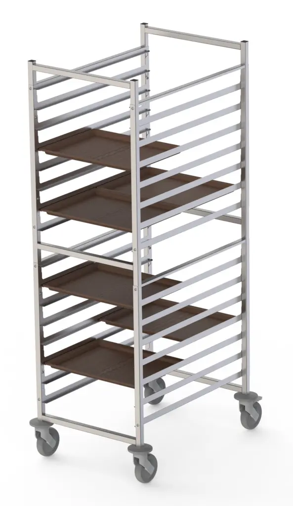Carro Bandejero de Acero Inoxidable Para 32 Bandejas 480x370h mm de 620x840x1700h mm