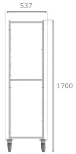Carro Bandejero de Acero Inoxidable Para 16 Bandejas 600x400h mm de 537x700x1700h mm