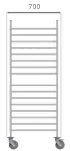Carro Bandejero de Acero Inoxidable Para 16 Bandejas 600x400h mm de 537x700x1700h mm