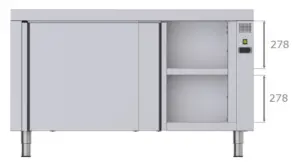 Mesa Caliente de Acero Inoxidable Mural Con Puerta Corredera