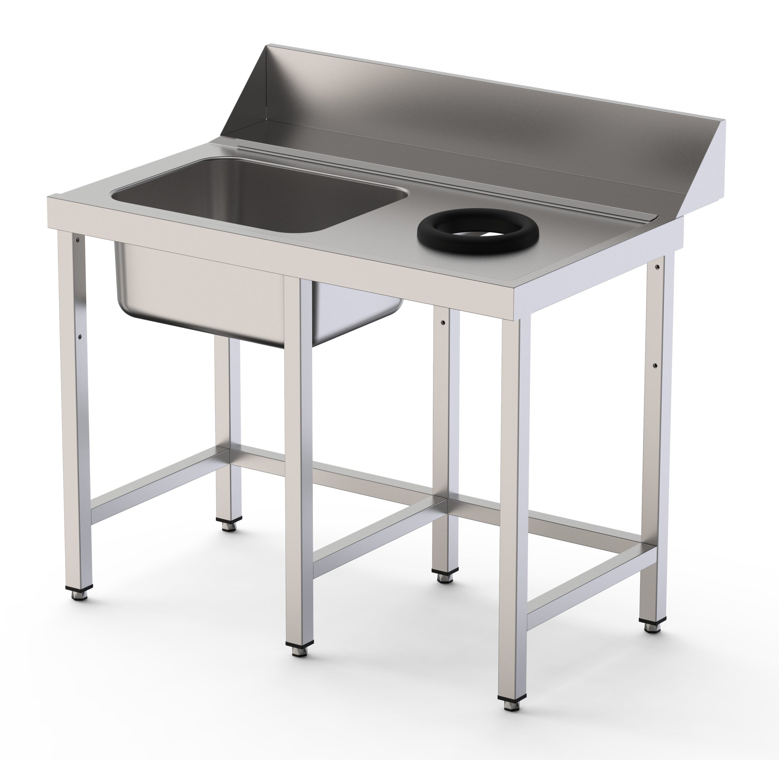 Mesa Prelavado de Acero Inoxidable Para Lavavajillas Con 1 Cubeta de 500x400x250 mm