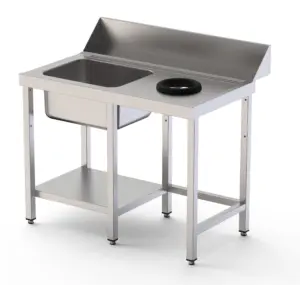 Mesa Prelavado de Acero Inoxidable Para Lavavajillas Con 1 Cubeta de 500x400x250 mm