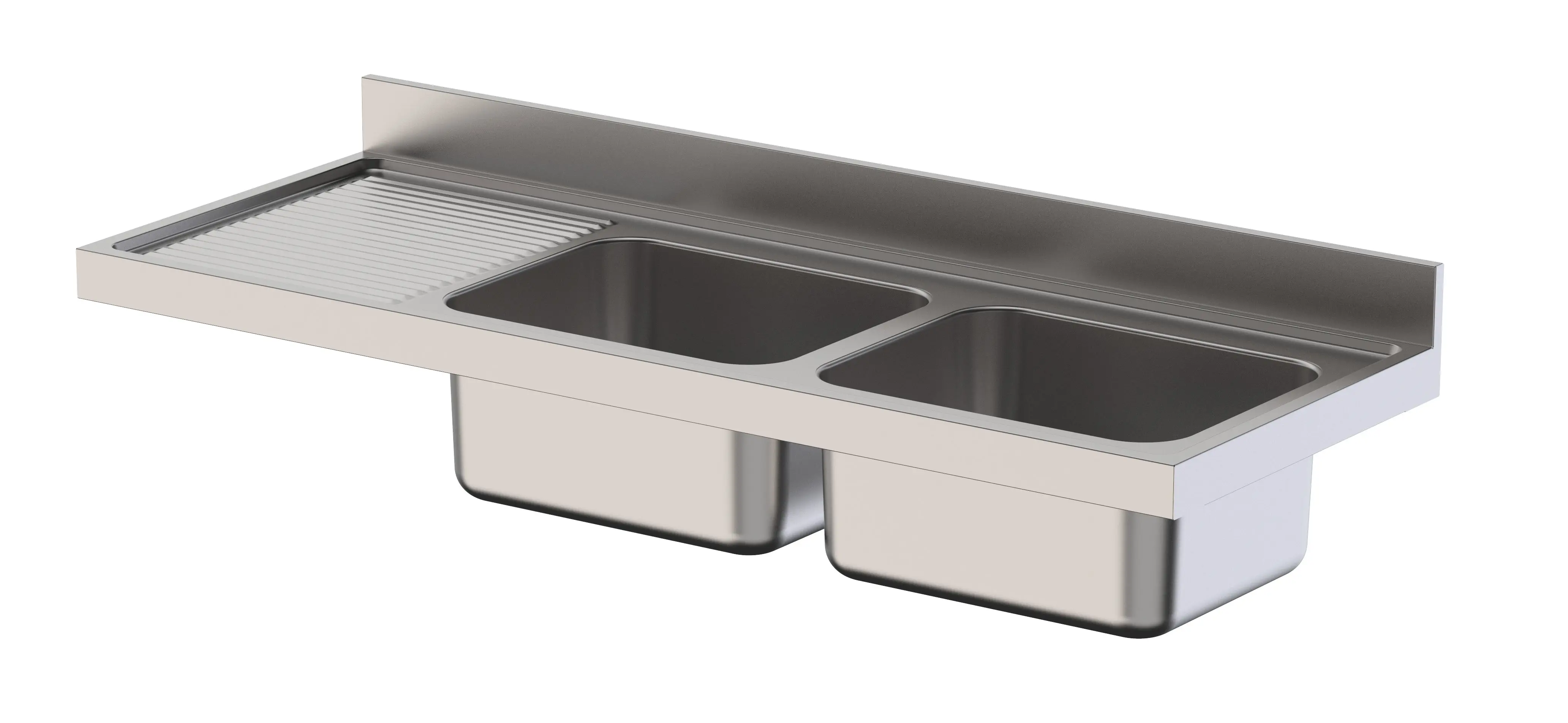 Fregadero Industrial Acero Inoxidable Con 2 Cubas con Escurridor Con Mueble