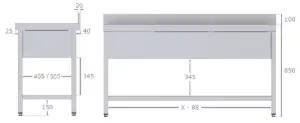 Fregadero Industrial Acero Inoxidable Con 2 Cubas Con Mueble