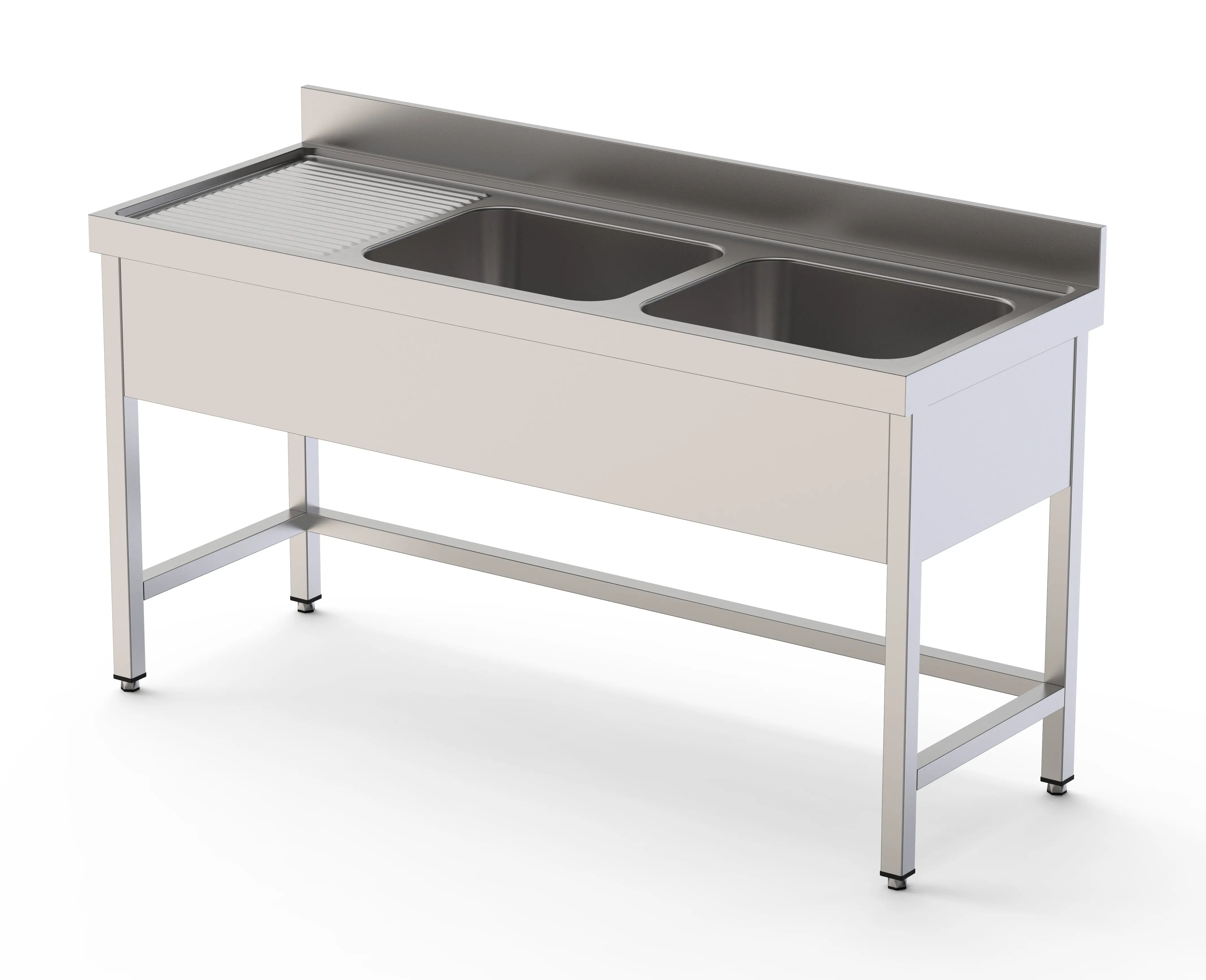 Fregadero Industrial Acero Inoxidable Con 2 Cubas y Escurridor Con mueble