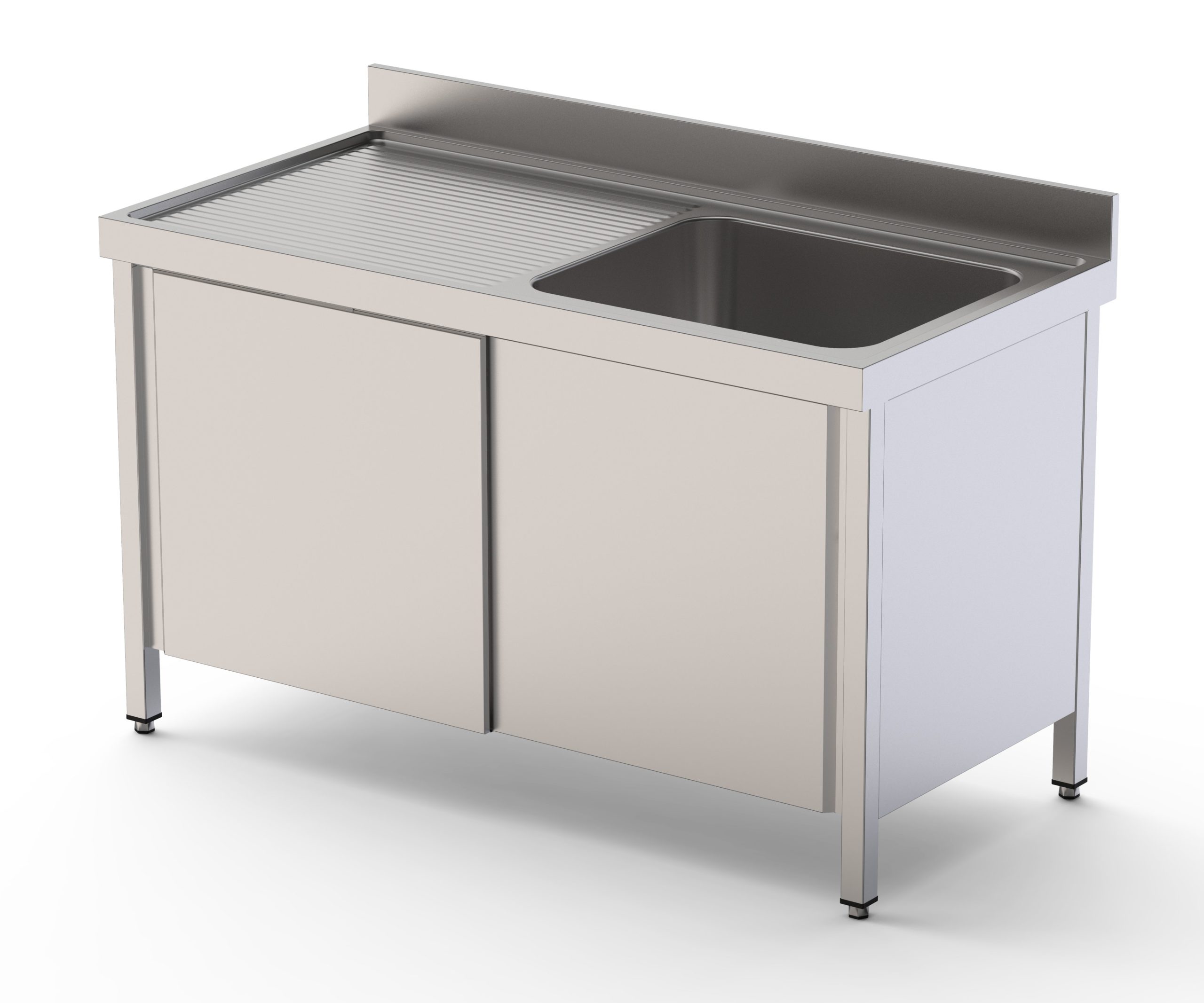 Fregadero Industrial Acero Inoxidable Con 1 Cuba y Escurridor Con Puertas Correderas
