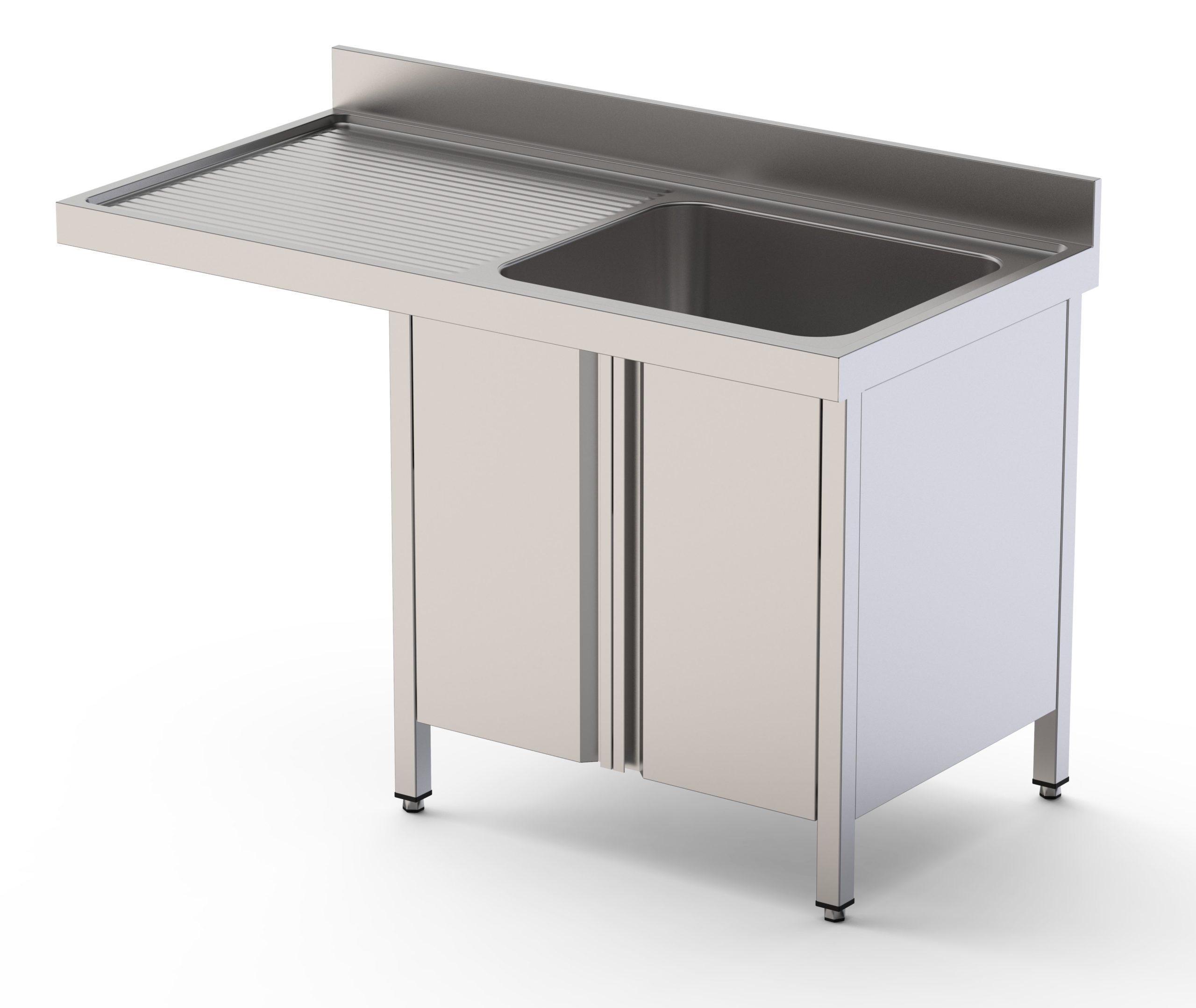Fregadero Industrial Para Lavavajillas Acero Inoxidable Con 1 Cuba y Escurridor Con Mueble con Puertas