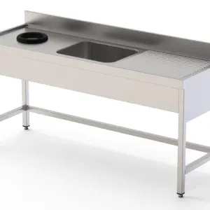 Fregadero Industrial Acero Inoxidable Con Aro Desbarazado y 1 Cuba con Escurridor