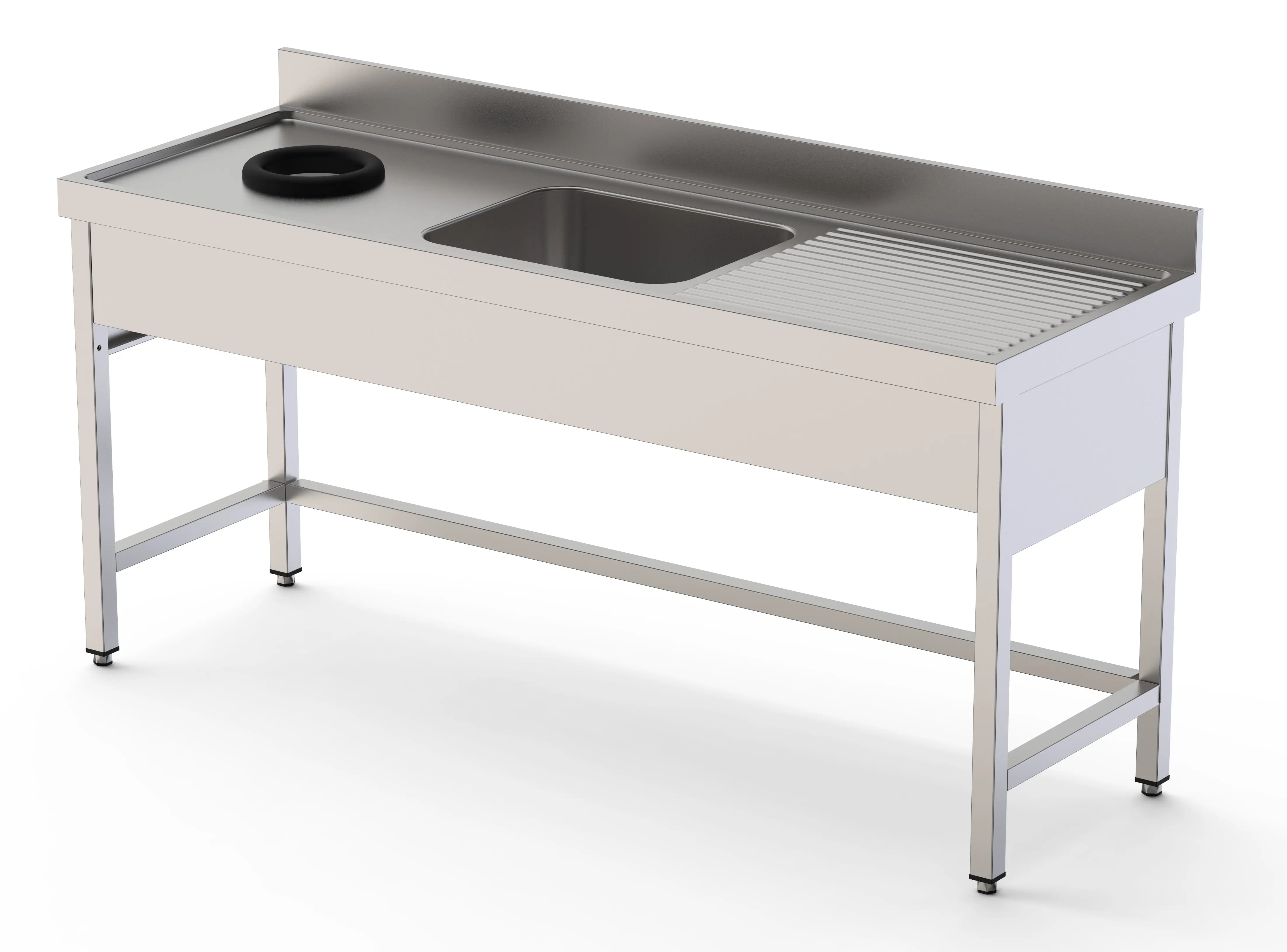 Fregadero Industrial Acero Inoxidable Con Aro Desbarazado y 1 Cuba con Escurridor