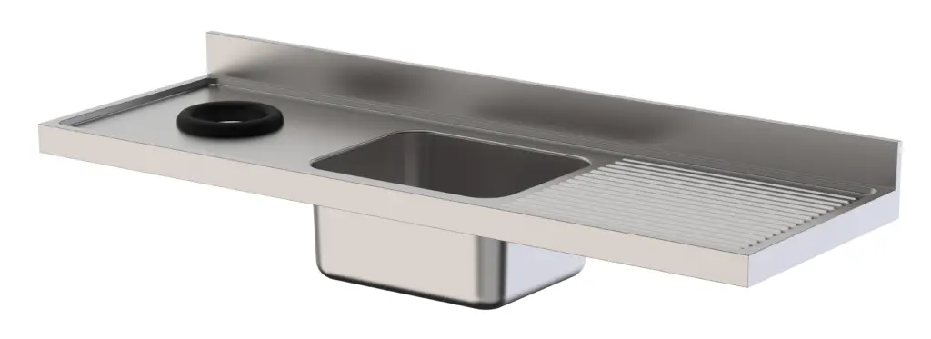 Fregadero Industrial Acero Inoxidable Con Aro Desbarazado Para Lavavajillas Con 1 Cuba con Escurridor