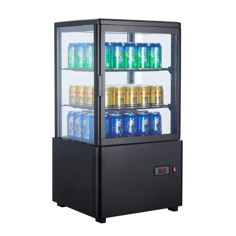 Armario Expositor Refrigerado 4 caras Sobremostrador Negro 58 L XC58L-N