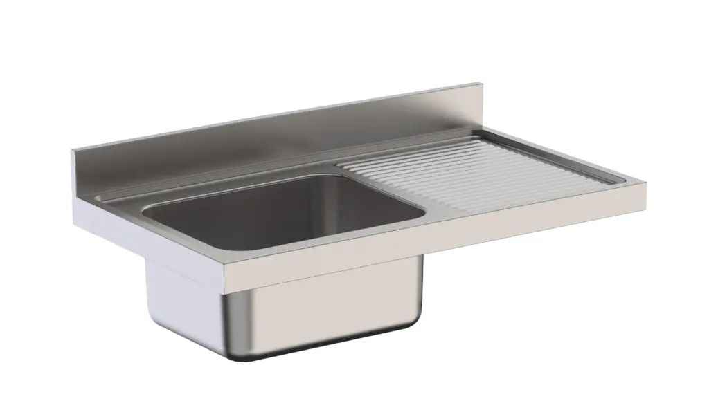 Fregadero Industrial Acero Inoxidable Con Cuba y Escurridor Sin Mueble