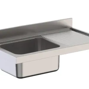 Fregadero Industrial Acero Inoxidable Con Cuba y Escurridor Sin Mueble