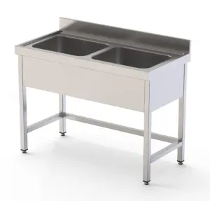 Fregadero Industrial Acero Inoxidable Con 2 Cubas Con Mueble