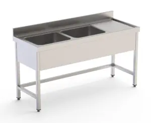 Fregadero Industrial Acero Inoxidable Con 2 Cubas y Escurridor Con mueble