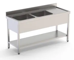 Fregadero Industrial Acero Inoxidable Con 2 Cubas y Escurridor Con mueble
