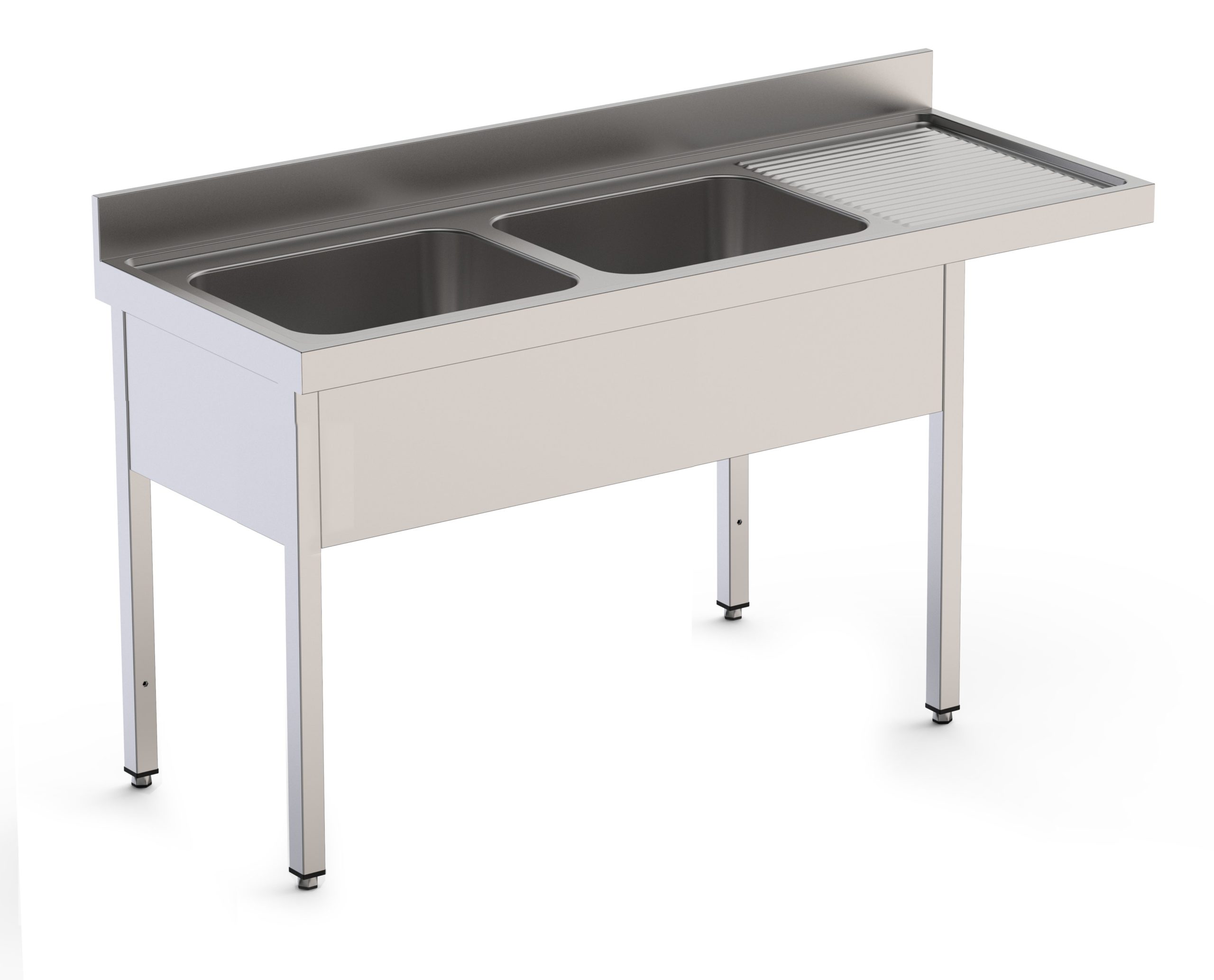 Fregadero Industrial Para Lavavajillas Acero Inoxidable Con 2 Cubas y Escurridor Con Mueble