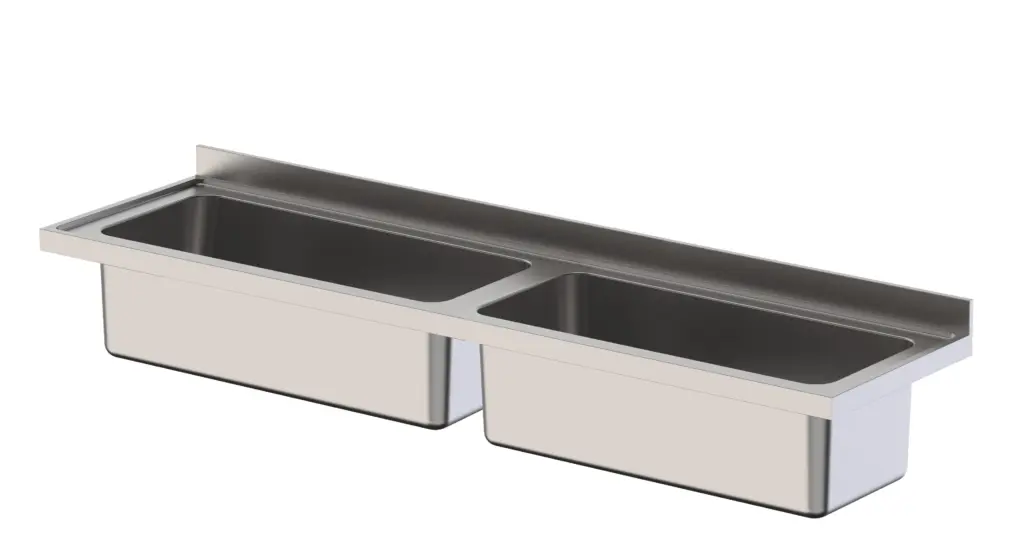 Fregadero Industrial Acero Inoxidable Gran Capacidad Fondo 700 Sin Mueble Con 2 Cubas 1800x700x400h mm