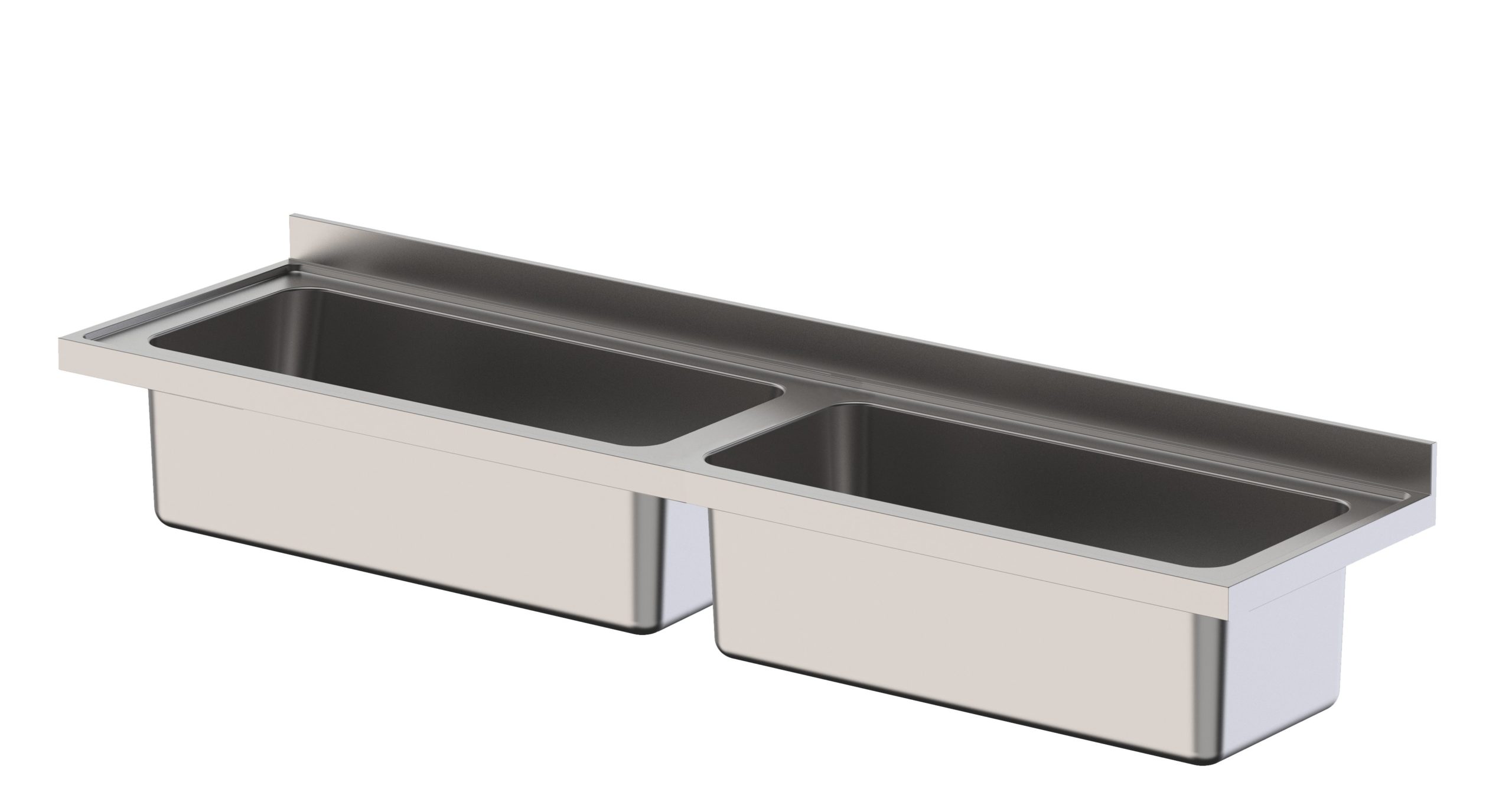 Fregadero Industrial Acero Inoxidable Gran Capacidad Fondo 700 Sin Mueble Con 2 Cubas 1800x700x400h mm