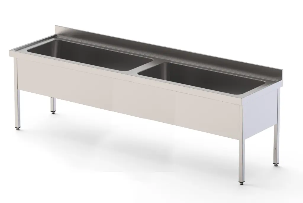 Fregadero Industrial Acero Inoxidable Gran Capacidad Fondo 700 Con Mueble Con 2 Cubas