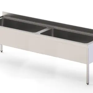 Fregadero Industrial Acero Inoxidable Gran Capacidad Fondo 700 Con Mueble Con 2 Cubas