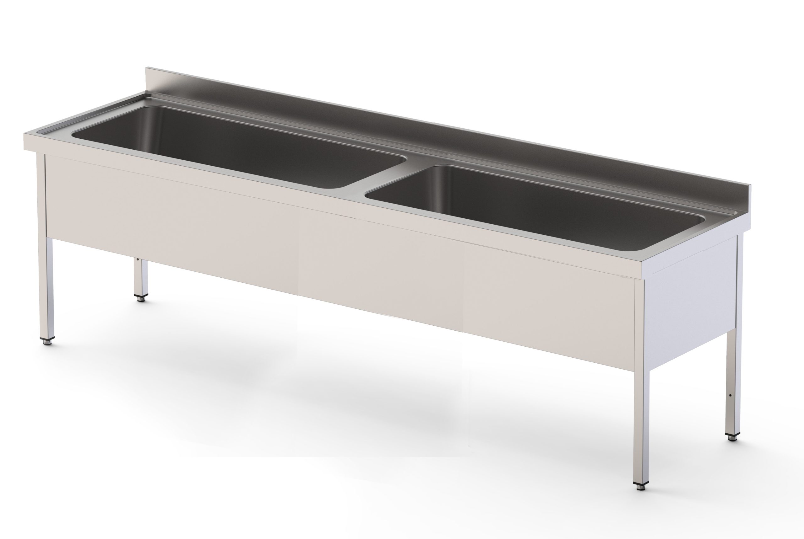 Fregadero Industrial Acero Inoxidable Gran Capacidad Fondo 700 Con Mueble Con 2 Cubas