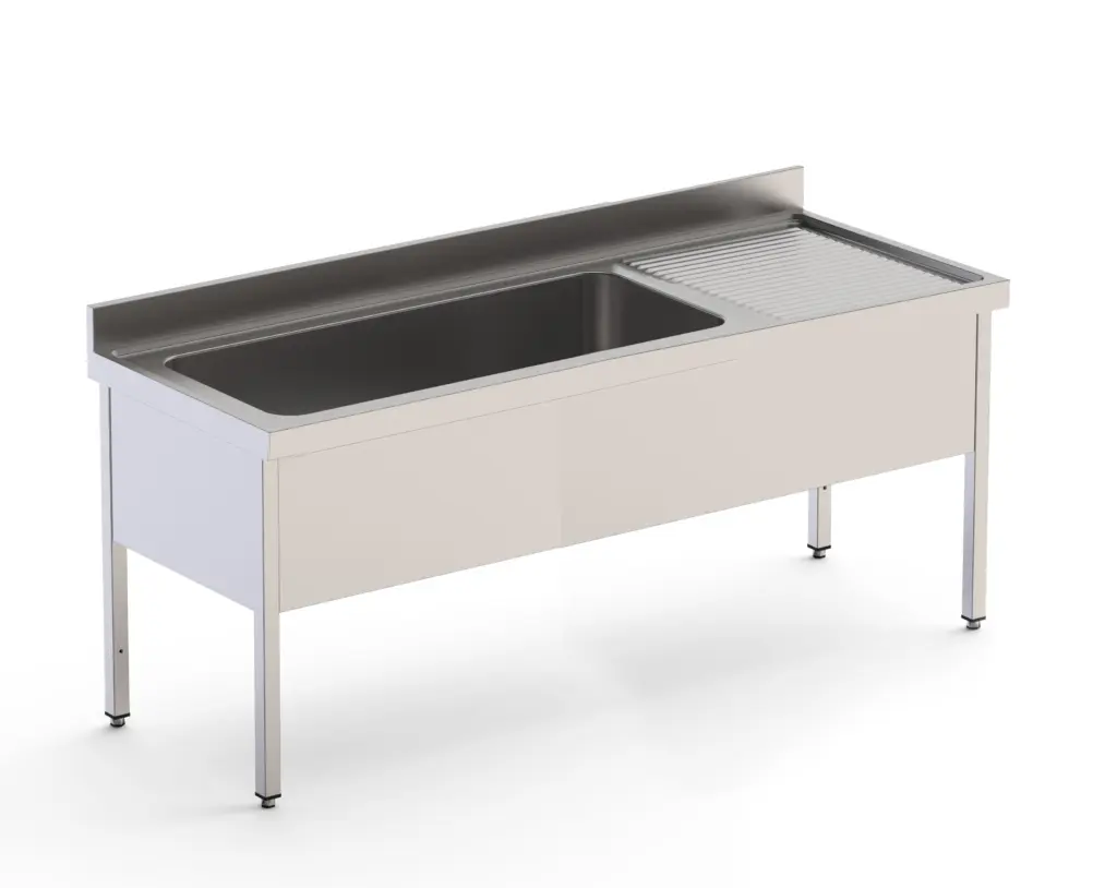 Fregadero Industrial Acero Inoxidable Gran Capacidad Fondo 700 Con Mueble Con 1 Cuba Con Escurridor