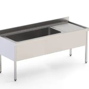Fregadero Industrial Acero Inoxidable Gran Capacidad Fondo 700 Con Mueble Con 1 Cuba Con Escurridor