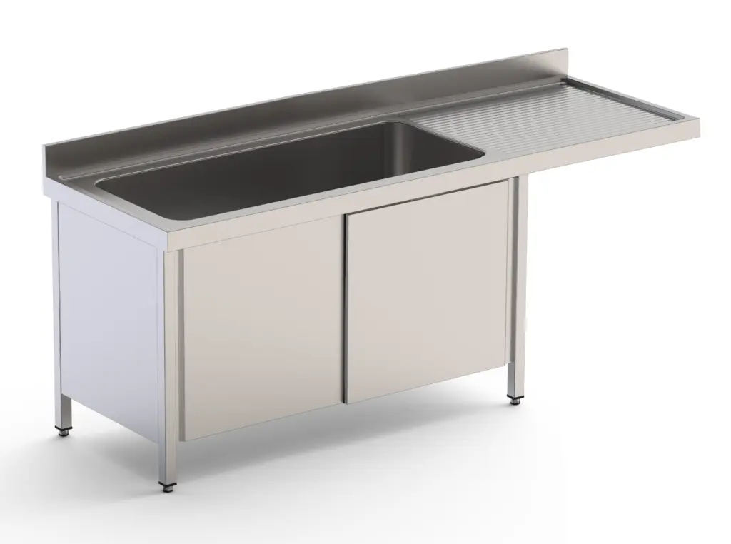 Fregadero Industrial Acero Inoxidable Gran Capacidad Fondo 700 Con Mueble Con 1 Cuba y Escurridor Con Puertas