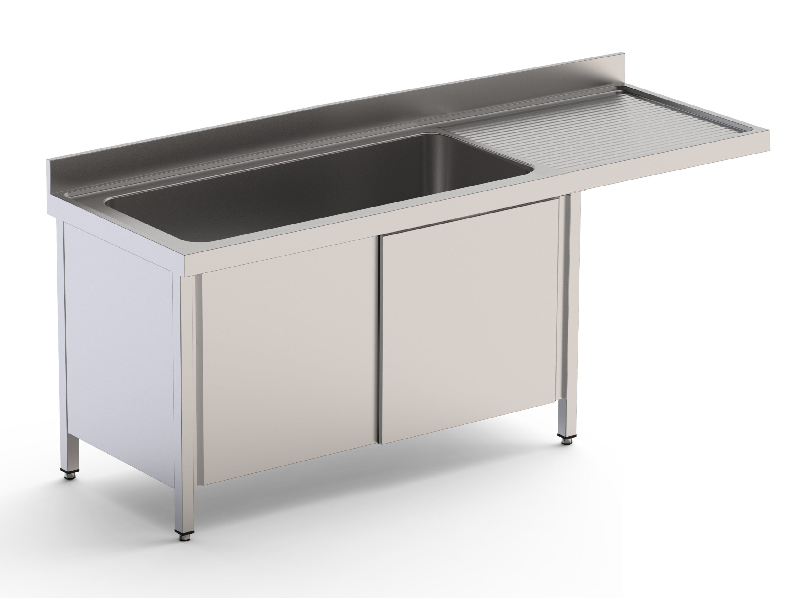 Fregadero Industrial Acero Inoxidable Gran Capacidad Fondo 700 Con Mueble Con 1 Cuba y Escurridor Con Puertas