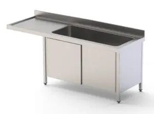 Fregadero Industrial Acero Inoxidable Gran Capacidad Fondo 700 Con Mueble Con 1 Cuba y Escurridor Con Puertas