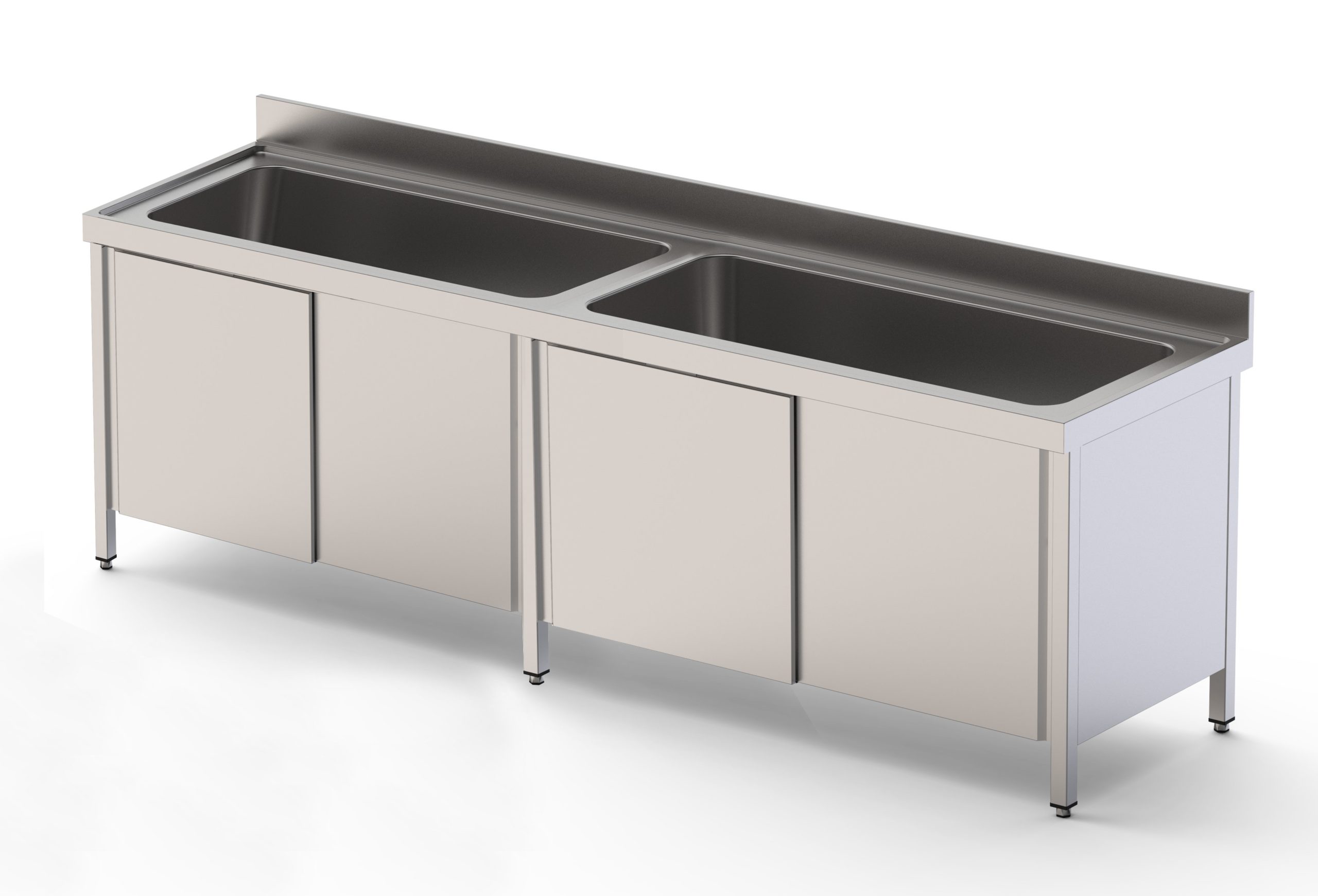 Fregadero Industrial Acero Inoxidable Gran Capacidad Fondo 700 Con Mueble Con 1 Cuba y Escurridor Con Puertas 1800x700x850h mm