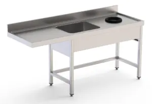 Fregadero Industrial Acero Inoxidable Con Aro Desbarazado Para Lavavajillas Con 1 Cuba con Escurridor