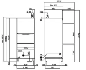 Lavaobjetos con Cesta de 60 x67 cm Altura lavado 84 cm SM981E