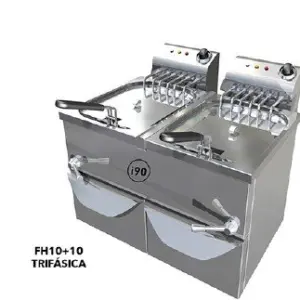 Freidora Eléctrica 10 + 10 litros Trifásica Uso Profesional Agua y Aceite de 650 x440 x360h mm F1010TRI
