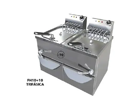 Freidora Eléctrica 10 + 10 litros Trifásica Uso Profesional Agua y Aceite de 650 x440 x360h mm F1010TRI