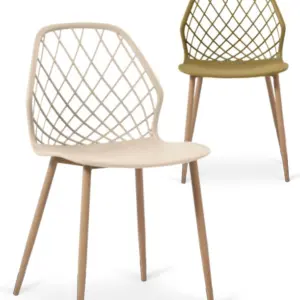 Silla con estructura metálica imitación madera y carcasa polipropileno ESSEN
