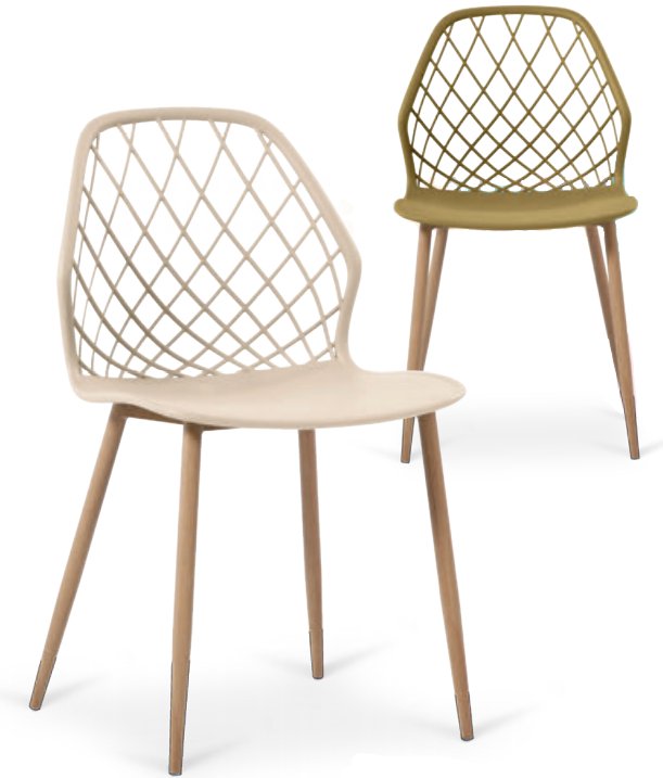 Silla con estructura metálica imitación madera y carcasa polipropileno ESSEN