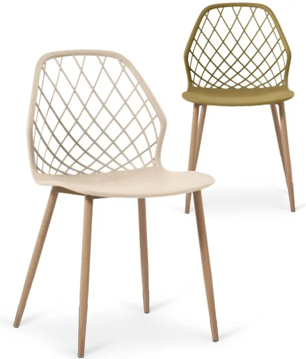 Silla con estructura metálica imitación madera y carcasa polipropileno ESSEN